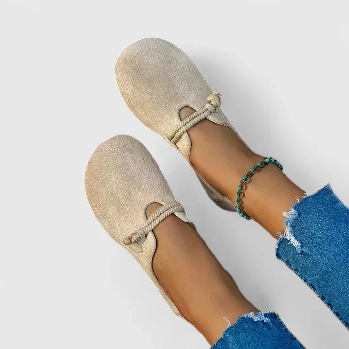Slip-on comfort flats with rope detail