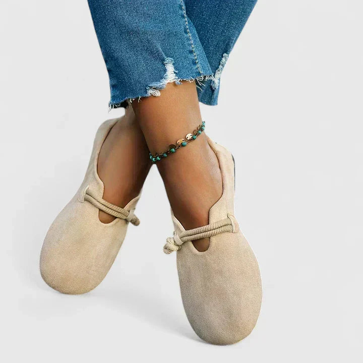 Slip-on comfort flats with rope detail