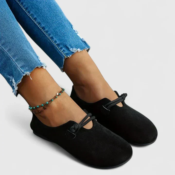 Slip-on comfort flats with rope detail